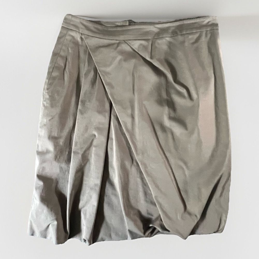 Pauw‎ Amsterdam Bubble Hem Skirt Women 2 Taupe Grey Draped Tulip Made in Belgium